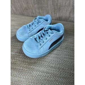 Puma Suede‎ Lace Up  Toddler Girls Blue/Teal Sneakers Casual Shoes